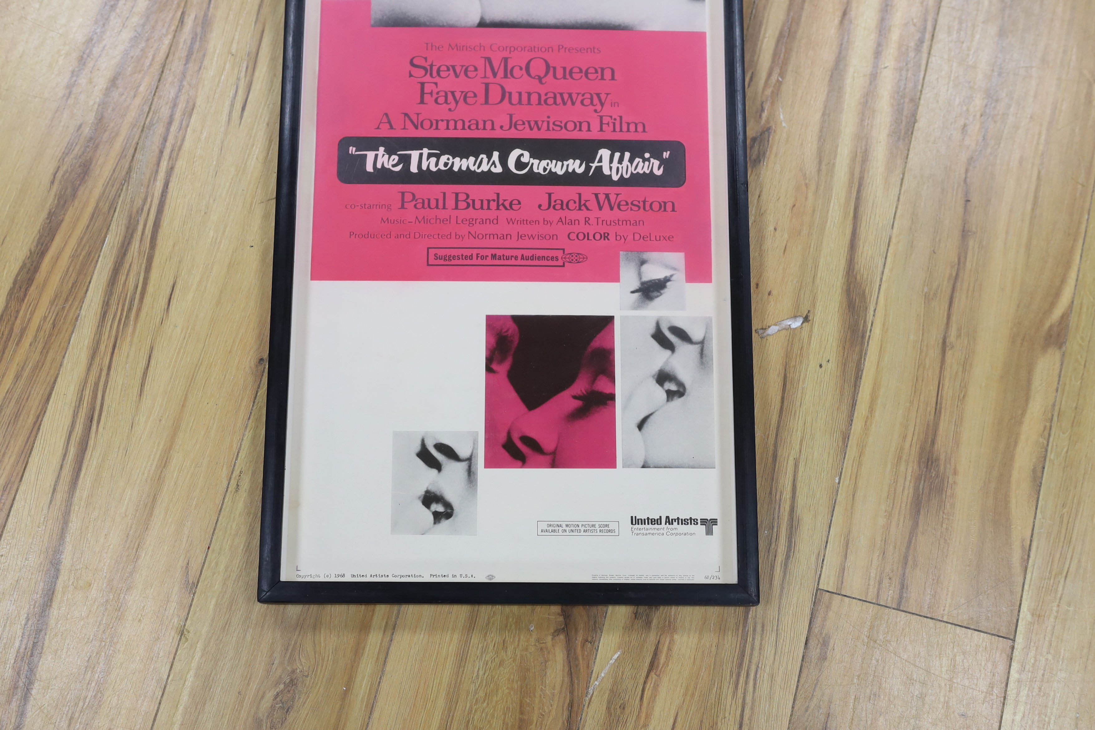 The Thomas Crown Affair film poster, printed in USA, 90cm x 35cm